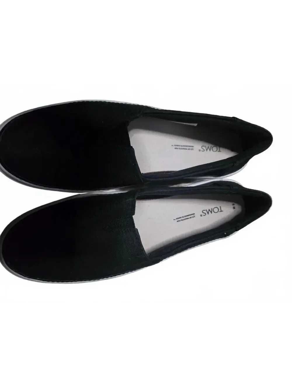 TOMS Black Canvas Slip-On Shoes Women’s Size 9 M White Rubber Sole